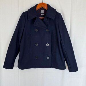 Y2K Gap Dark Navy Blue Wool Blend Short Double Breasted Winter Peacoat Size XL